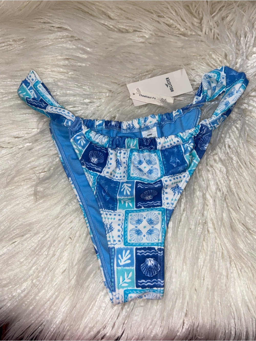 Hollister Blue & Aqua Tile-Print Bikini Bottom